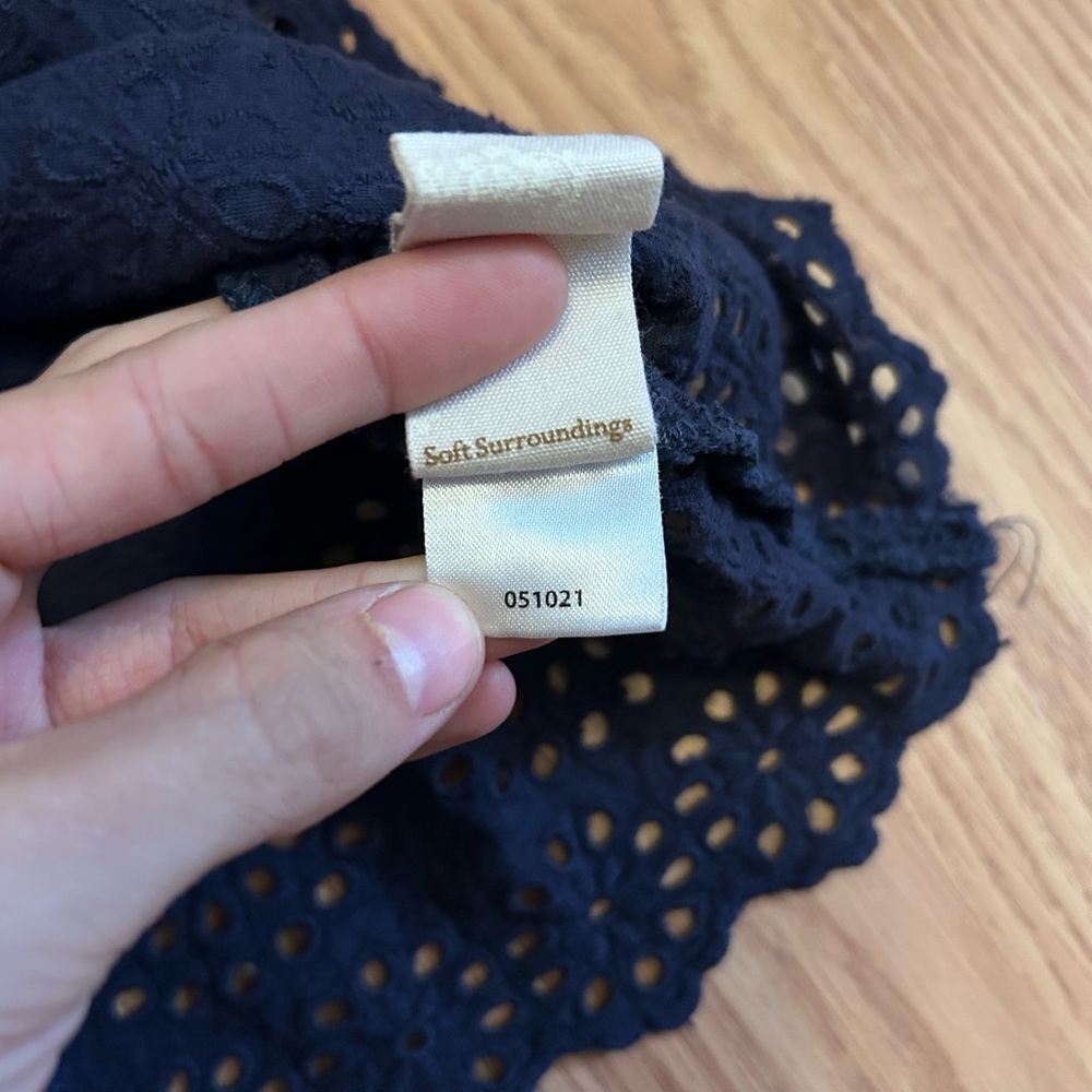Soft Surroundings Navy Blouse with Lace Detail - Picture 8 of 9